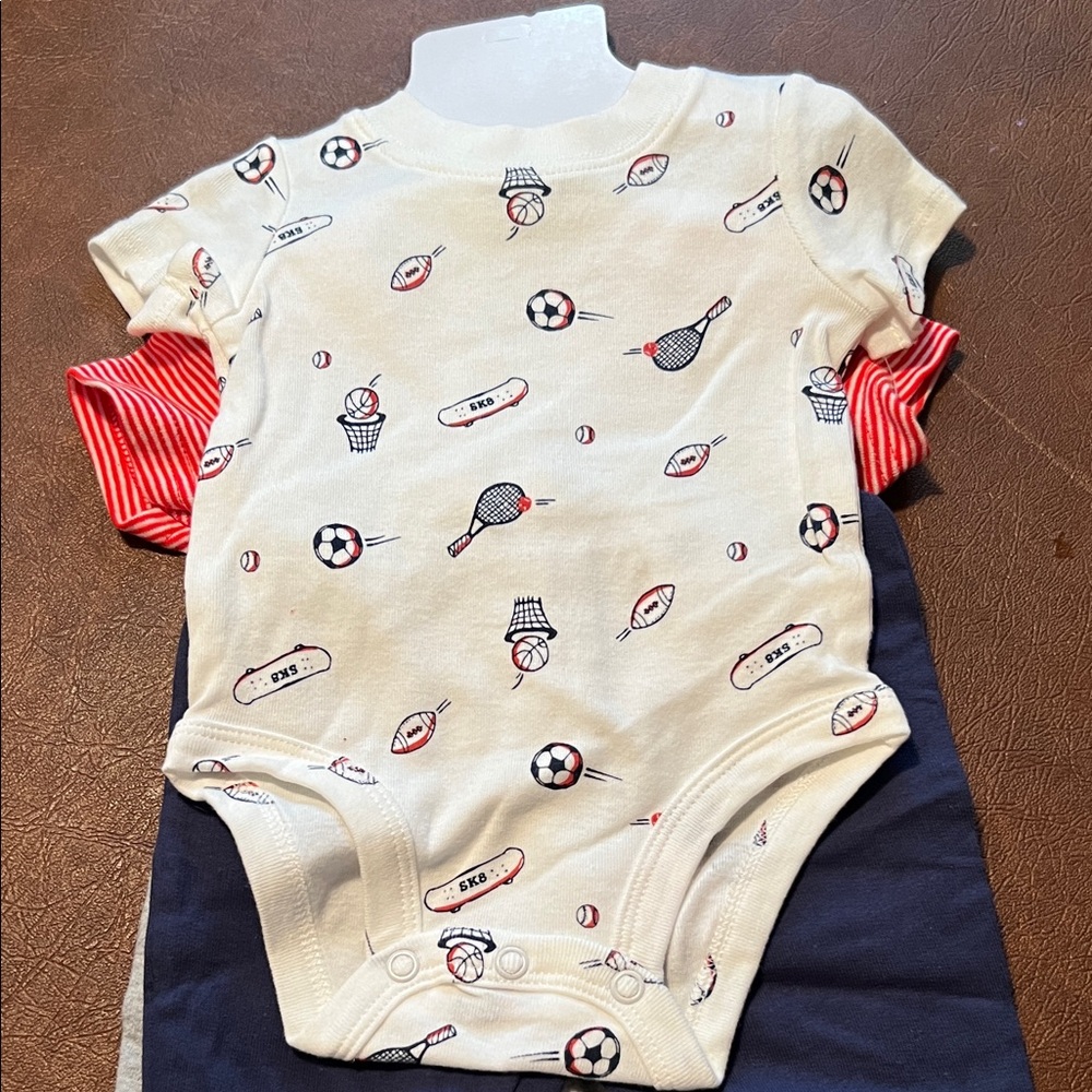 Carter's Red and White Striped Tee with Pocket - Picture 3 of 5